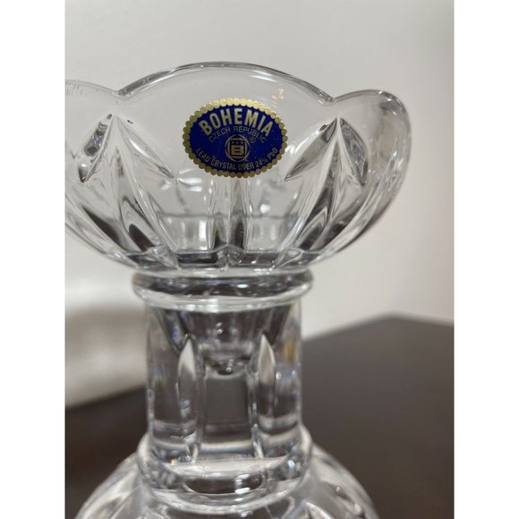 Vintage Pair of Bohemia Czech Lead 24% Crystal Candle Holders - Picture 4 of 5